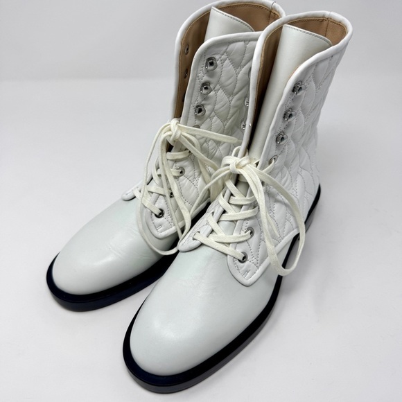 Stuart Weitzman White Quilted Lace Up Bootie - Picture 6 of 13